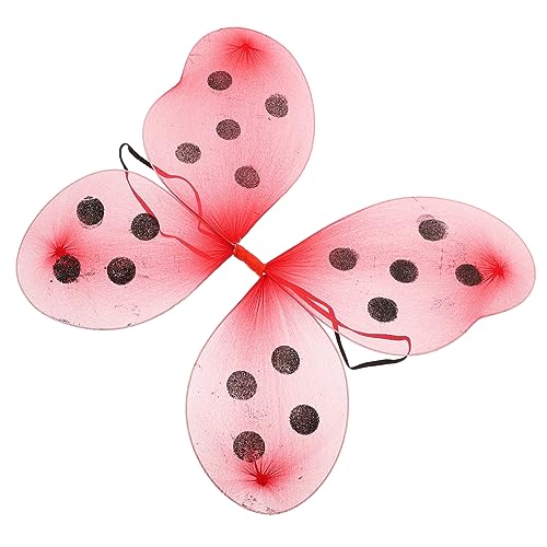 Beaupretty Cosplay Marienkäfer Flügel Prop Kostüm Flügel Rot Schwarz mit Goldglitzer Leicht Tragbar Requisit für Karneval Halloween Fest von Beaupretty