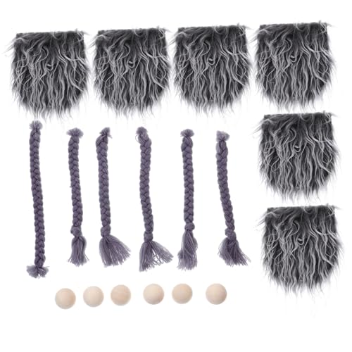 Beaupretty DIY Zwergenbart Set Teilig mit Grauem Kunstfell Handgefertigte Gnome Bart Accessoires Leichtes Langlebiges Bastelmaterial für Weihnachtsdeko und Puppenhaare für DIY Gnom von Beaupretty