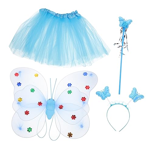 Beaupretty Dekoratives Tutu Kleid mit Feenflügeln für Mädchen Teiliges Kostümset mit Netzrock Haarreif und Zauberstab für Karneval Halloween und Partys Blau Sicher und Hautfreundlich Beaupretty Dekoratives Tutu Kleid mit Feenflügeln für Mädchen Teiliges Kostümset mit Netzrock Haarreif und Zauberstab für Karneval Halloween und Partys Blau Sicher und Hautfreundlich von Beaupretty