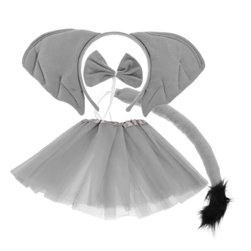 Beaupretty Elefanten-Stirnband Elefantenohren Kostüm Tutu-Kleid Elefantenkostüm für Erwachsene Elefantenkostüm Damen Elefantenkostüm für Mädchen Tierkostüme für Stoff Grau von Beaupretty