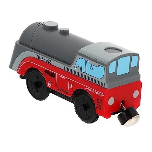 Beaupretty Elektrische Magnetische Lokomotive aus Metall Erweiterbar Roter Zugkopf Batteriebetriebenes Kompatibel für Magnetische Holzeisenbahn Fördert Eltern Junge Mädchen Interaktion und von Beaupretty
