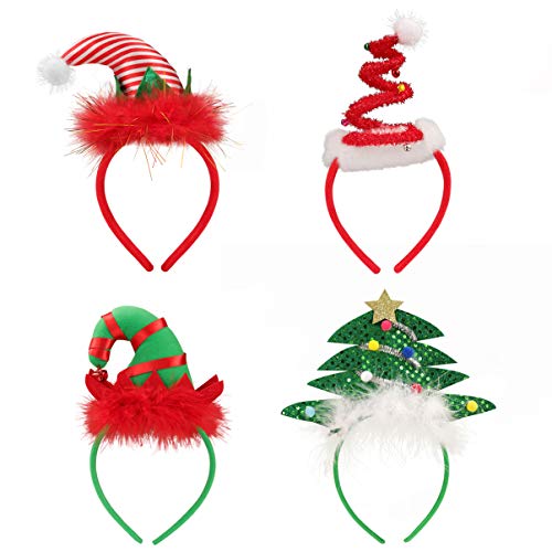 Beaupretty Elfenhut Stirnband 4 Stück Weihnachtsbaum Weihnachtsmütze Weihnachtskostüm Kopfbedeckung für Erwachsene von Beaupretty