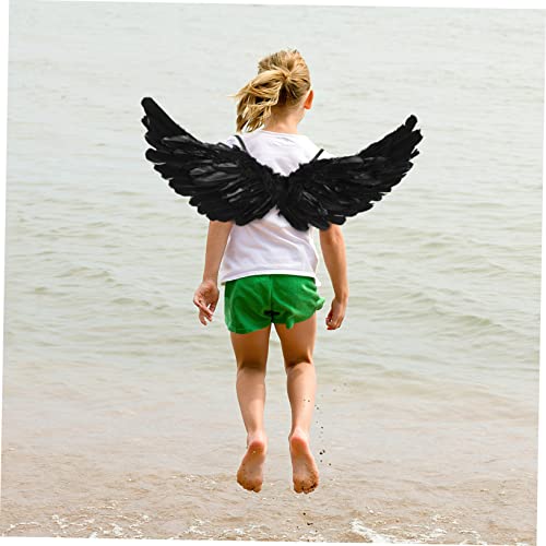 Beaupretty Engelsflügel Kostüm Flügel Prop Kleine Schwarze Federflügel Langlebig und Praktisch für Halloween Cosplay Bühnenauftritte und Mottopartys von Beaupretty
