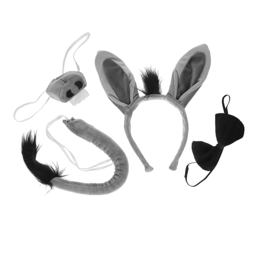 Beaupretty Esel Kostüm Set Tier Stirnband mit Ohren Nase Fliege Elastisch für Mädchen Karneval Halloween Fasching Party Cosplay Zubehör von Beaupretty