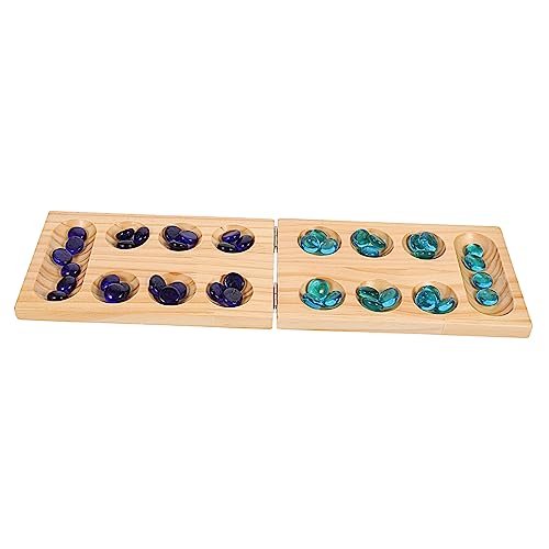 Beaupretty Faltbares Mancala Spielset aus Holz mit Bunten Edelsteinen Strategisches Denkspiel für Erwachsene Fördert Zählfähigkeit und Koordination Langlebiges Naturmaterial von Beaupretty