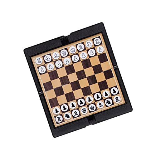 Beaupretty Faltbares Reiseschachspiel aus Dünnem Leder mit Magnetischen Figuren Leicht und Langlebig Tragbares Internationales Schach und Dame Spiel für Erwachsene für Unterwegs und Zuhause von Beaupretty