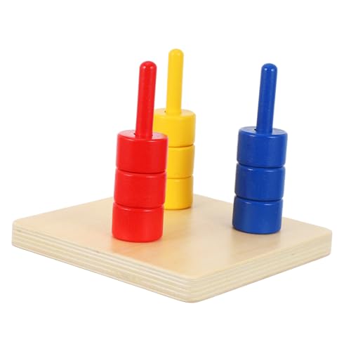 Beaupretty Farbenfrohes Montessori Stapelspielzeug aus Holz Zylindrische Ringe zur Kognitiven Motorische Entwicklung Lernspielzeug für Kleinkinder und Junge Mädchen von Beaupretty
