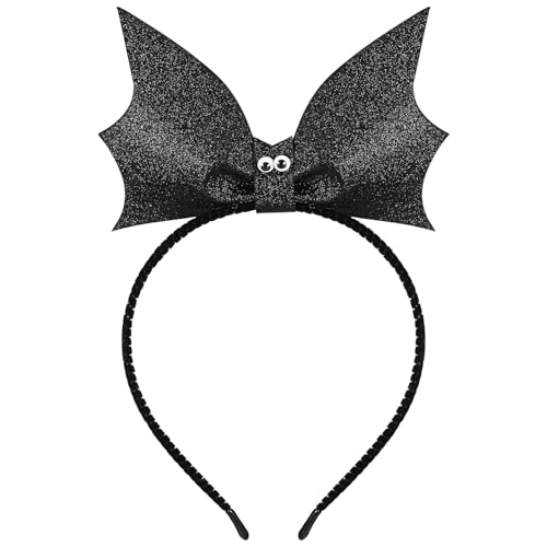 Beaupretty Fledermaus Haarreif Fledermaus Stirnband Haarbügel Glitzer Fledermaus Flügel Stirnband Fledermaus Haarbügel Schwarze Ohren Stirnband für Halloween Cosplay Mädchen Erwachsene (Schwarz) von Beaupretty