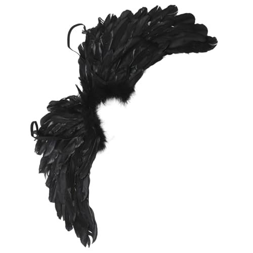 Beaupretty Flügel Kostüm Prop für Halloween und Bühnenaufführungen Schwarze Federflügel für Frauen Leicht und Komfortabel für Cosplay und Partys von Beaupretty