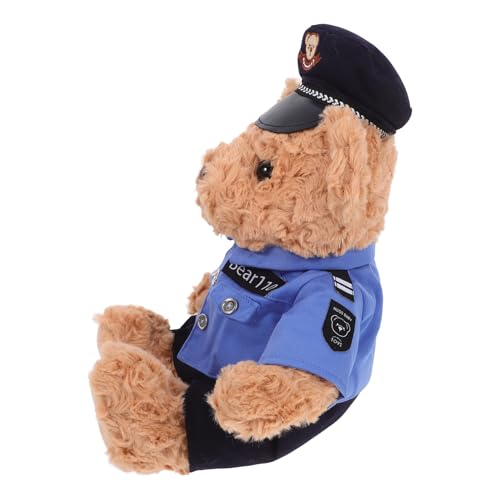 Beaupretty Fluffy Plüschtier Polizeibär mit Uniform und Mütze Weiches Stofftier Kuscheltier für Dekoratives Sammlerobjekt Hoher Sitzbär für Jungen und Mädchen von Beaupretty