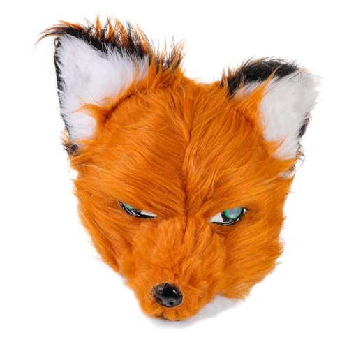 Beaupretty Furry Cosplay Fox Masquerade Halbgesichtsmaske mit Beweglichem für Halloween Kostüm Party Verkleidung Spiel Erwachsene und Familie von Beaupretty