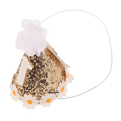 Beaupretty Glitzernde Geburtstagskappe mit Blumenmotiv Leichtes Partyhut Accessoire für Mädchen Dekorativer Erster Geburtstag Bequemer Süßes Foto Requisit für Kindergeburtstagsfeier von Beaupretty
