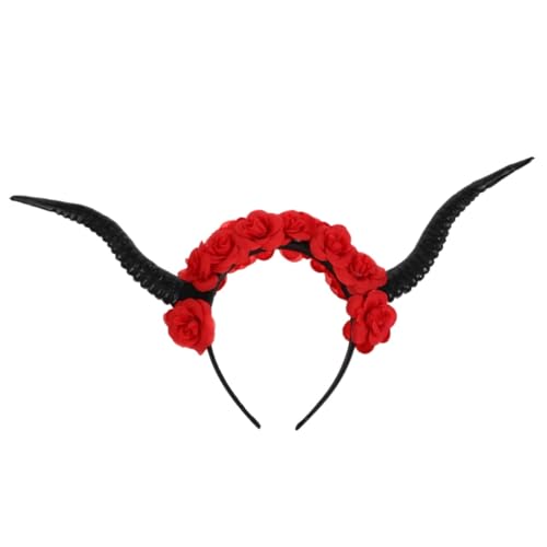 Beaupretty Gothic Haarreif mit Roten Rosen und Kleinen Antilopenhörnern Leichtes Halloween Stirnband für Party Karneval und Cosplay Handgefertigtes Haarschmuck Accessoire Beaupretty Gothic Haarreif mit Roten Rosen und Kleinen Antilopenhörnern Leichtes Halloween Stirnband für Party Karneval und Cosplay Handgefertigtes Haarschmuck Accessoire von Beaupretty