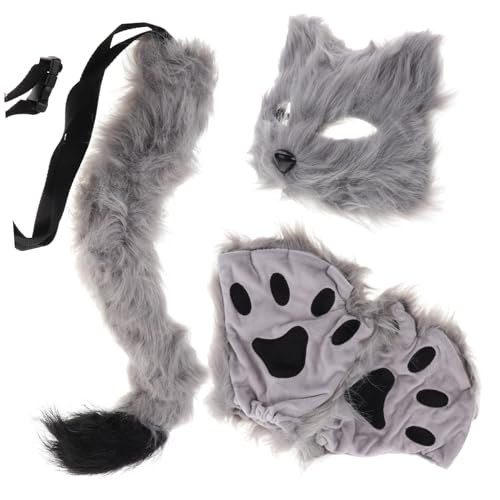 Beaupretty Halbe Gesichtsmaske und Plüschhandschuhe für Halloween und Maskenball Einfach Anzupassen Reinigen für Cosplay und Partys von Beaupretty