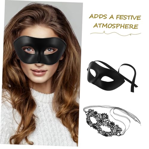 Beaupretty Halbgesichts Masquerade Maske mit Schwarzer Spitze Konturierte für Ball Karneval Prom Halloween Stilvolles DIY Kostümzubehör für Herren und Damen von Beaupretty