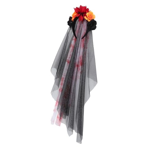 Beaupretty Halloween Blumen Haarband mit Schleier Dunkles Kostümzubehör für Erwachsene für Halloween Party und Cosplay Strapazierfähigem Material Gefertigt von Beaupretty