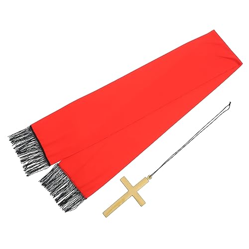 Beaupretty Halloween Cosplay Priester Nonne Kostüm Zubehör Langlebiger Stoffschal mit Kreuzanhänger Bequemes Party Accessoire für Damen Herren Vielseitig Kombinierbar für Fest und Geburtstag von Beaupretty