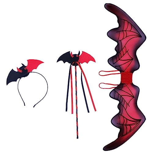 Beaupretty Halloween Fledermausflügel Rot mit Kopfband und Zauberstab Leichtes Cosplay Zubehör für Gothic Kostüm Halloween Party Verkleidung Maskerade Beaupretty Halloween Fledermausflügel Rot mit Kopfband und Zauberstab Leichtes Cosplay Zubehör für Gothic Kostüm Halloween Party Verkleidung Maskerade von Beaupretty