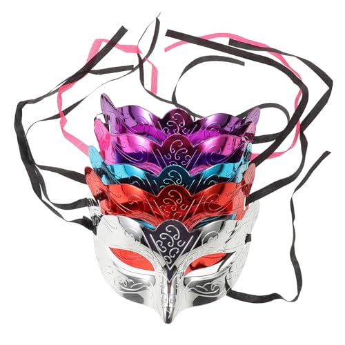 Beaupretty Halloween Glitzer Maske für Frauen Elektropolierte Schmetterlingsmaske für Karneval Cosplay Festlichkeiten Teiliges Blau Silber und Rot Masquerade Dekorationen von Beaupretty
