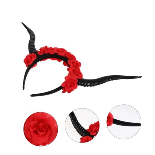 Beaupretty Halloween Haarreif Gothic Stirnband mit Schwarzen Rosen und Kleinen Hörnern Leichtes Bequemes Kopfschmuck für Karneval Party Cosplay und Festtagskostüme von Beaupretty