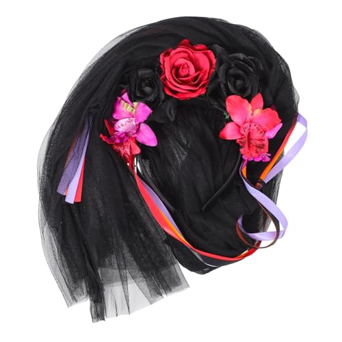 Beaupretty Halloween Haarreif Schwarz Rot mit Rosen Atmungsaktiv Bequem Cosplay Stirnband für Damen Party Foto Requisite Langlebiges Halloween Kopfband von Beaupretty