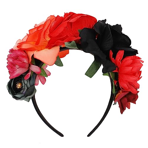 Beaupretty Halloween Haarreif mit Künstlichen Rosen Modisches Stirnband Schwarz Rot Orange Leichter Haarschmuck für Party Festival und Kostüm Komfortabel und Detailreich Gestaltet von Beaupretty