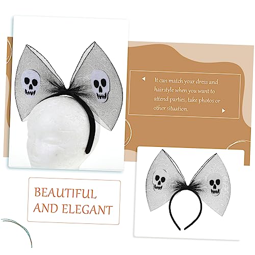 Beaupretty Halloween Haarreif mit Netz Schleife und Geisterkopf Dekoratives Haarschmuck für Erwachsene Cosplay Party Accessoire Gruseliges Stirnband für Halloween Kostüm und Themenfeier von Beaupretty