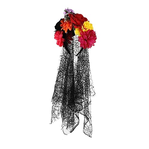 Beaupretty Halloween Haarreif mit Spinnennetz und Schwarzer Roter Rosenverzierung Rutschfester Cosplay Kopfschmuck für Party Masquerade und Kostüm Eleganter Halloween Haarschmuck von Beaupretty