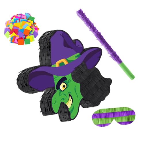 Beaupretty Halloween Hexen Pinata aus Papier mit Augenbinde und Konfetti Halloween Partyspiel und Deko für Geburtstagsfeiern und Themenpartys Beaupretty Halloween Hexen Pinata aus Papier mit Augenbinde und Konfetti Halloween Partyspiel und Deko für Geburtstagsfeiern und Themenpartys von Beaupretty