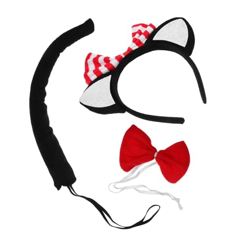 Beaupretty Halloween Kostüm Set Schwarze Katzenohren Stirnband Niedlicher Fluffy und Schleife Tier Cosplay Zubehör für Fasching Bühnenauftritte und Kostümpartys von Beaupretty