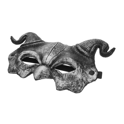 Beaupretty Halloween Schädelmaske mit Realistischen Ziegenhörnern Leichte PU Halbschale Silberner Teufel Tierkopf für Erwachsene Komfortabel für Halloween Cosplay und Maskenball Beaupretty Halloween Schädelmaske mit Realistischen Ziegenhörnern Leichte PU Halbschale Silberner Teufel Tierkopf für Erwachsene Komfortabel für Halloween Cosplay und Maskenball von Beaupretty