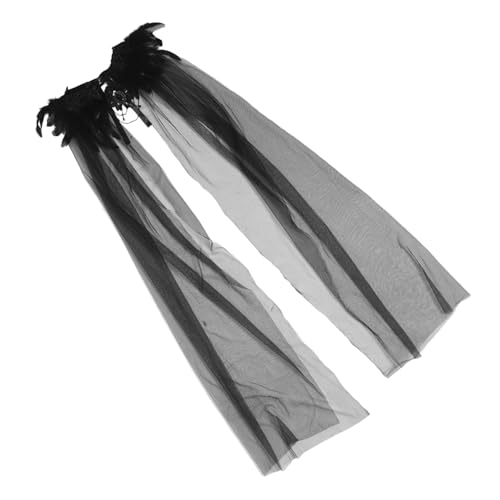 Beaupretty Halloween Vampir Umhang mit Tüllschal Schwarze Gothic Kapuze Mittelgroßer Halloween Cape Vielseitiger Hochzeitsschal Leichter Renaissance Hexen Umhang für Cosplay und von Beaupretty