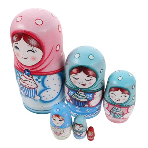 Beaupretty Handbemalte Lagige Russische Holzspielzeug Set Traditionelle Stapelpuppe mit Höhe Pädagogisch Wertvolles Russisches für Familienspaß von Beaupretty