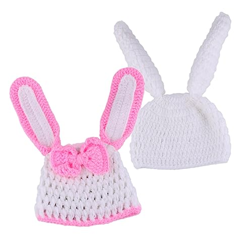 Beaupretty Handgestrickte Babyfotografie Kostüme Set mit Hasenohren und Karotten Accessoires Teiliges Neugeborenen Fotoshooting Outfit für Zwillinge Atmungsaktiv und Komfortabel von Beaupretty