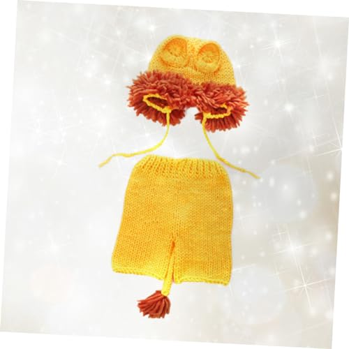 Beaupretty Handgestrickte Babyfotografie Mütze Löwenkostüm Orangegelb Weiches Elastisches Material Hautfreundlich Für Neugeborene Fotoshooting Shower Weihnachts und Halloween Kostüm von Beaupretty
