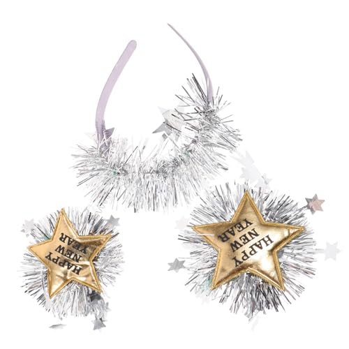 Beaupretty Happy Year Stirnband Gold Glitzernd Sternboppern Party Haarreif Festlicher Kopfschmuck Mädchen Kopfband von Beaupretty