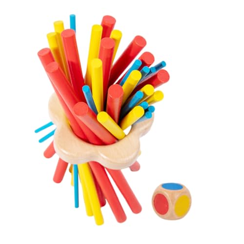 Beaupretty Holz Balance Stab Spiel Buntes Geschicklichkeitsspiel für Erwachsene Montessori Lernspielzeug für Hand Auge Koordination Geduldstraining Familienspiel Reisespiel von Beaupretty