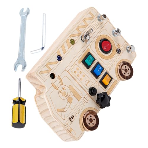 Beaupretty Holz Busy Board mit Knöpfen zum Drücken Sensorisches Lernspielzeug für Kleinkinder Jahre Montessori Montessori Frühförderung Feinmotorik und Hand Auge Koordination von Beaupretty