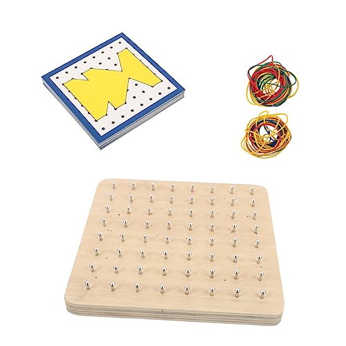 Beaupretty Holz Geoboard Nagelbrett Lernspielzeug für Montessori Spielbrett mit Nagelplatte Unterstützt Formenverständnis und Matheförderung für Grundschüler von Beaupretty