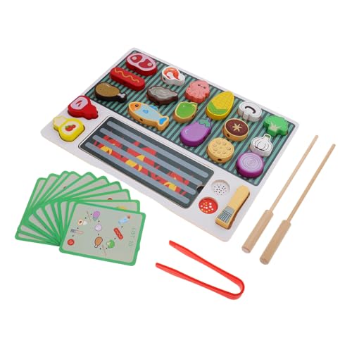 Beaupretty Holz Grillspielset Kinderküche Set Simulierter BBQ Grill mit Zubehör für Kreatives Motorikförderndes Rollenspiel Jungen Mädchen Ab Jahren von Beaupretty