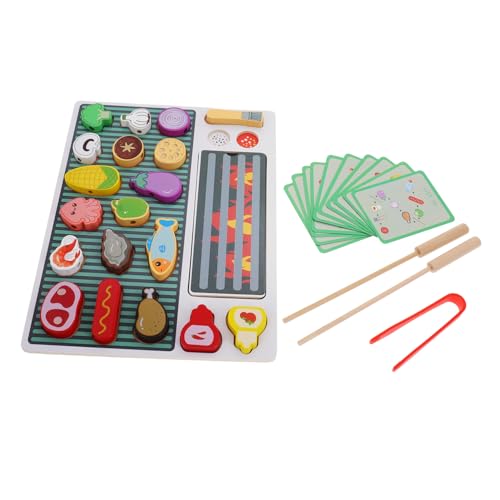 Beaupretty Holz Grillspielzeug Set für Realistische Barbecue Simulation mit Grill und Spiel Essen Interaktives Rollenspiel für Jungen und Mädchen Sicheres Küchen für Fantasievolles Kochen von Beaupretty