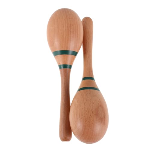 Beaupretty Holz Maracas für Kleinkinder Sicherer Hand Percussion Rassel für Rhythmus Training und Kindergarten Auftritte Kindgerechtes Design Grün von Beaupretty