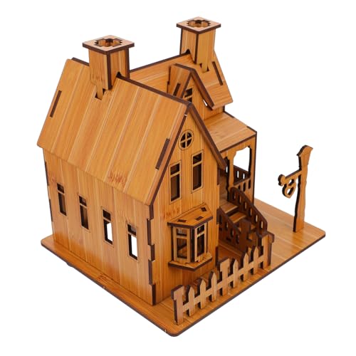 Beaupretty Holz Puzzle Haus Modellbausatz Kreative DIY Villa Bauspielzeug Lernspielzeug für Konzentration Hand Auge Koordination von Beaupretty