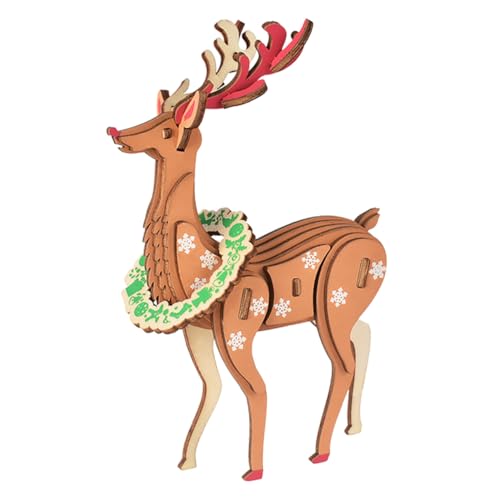 Beaupretty Holz Rentier Puzzle Weihnachtsdeko aus Robustem Holz Familienspiel Intelligenz und Teamwork Vintage Weihnachten von Beaupretty