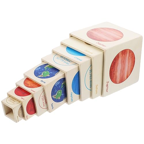 Beaupretty Holz Steckspiel Planeten Stapelwürfel Pädagogisches Lernspielzeug für Kleinkinder Jahre Stabiles Holzmaterial Fördert Logisches und Eltern Junge Mädchen Bindung von Beaupretty