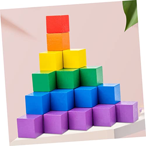 Beaupretty Holzbauklötze Bunte Kleine Quadratische Bausteine aus Hochwertigem Holz Pädagogisches Lernspielzeug zur Logisches und Kreativität für Ab Jahren von Beaupretty