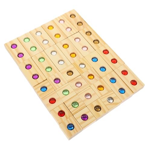 Beaupretty Holzbausteine mit Edelstein Einlage Teiliges Farbenfrohes Sensorisches Lernspielzeug für Stapelbare Bauklötze Feinmotorik und Kreativen Entwicklung von Beaupretty