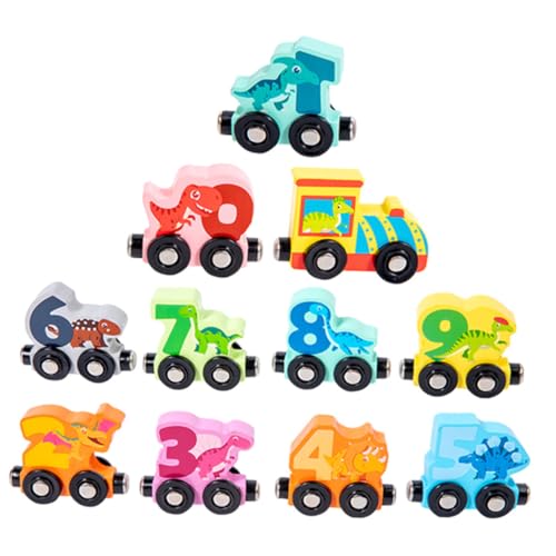 Beaupretty Holzeisenbahn Dinosaurier Set für Kleinkinder Pädagogisches Zugspielzeug mit Tieren Robustes Sicheres Holzspielzeug Hand Auge Koordination und Motorischen Fähigkeiten von Beaupretty