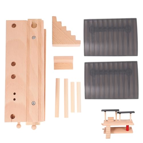 Beaupretty Holzeisenbahn Doppelstock Station Plattform aus Sicherem Holz Kinderzug Zubehör für Kreatives Bauen und Fantasievolles Spiel Teiliges Modell für Kinderzimmer und Spielspaß von Beaupretty