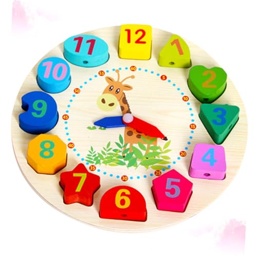 Beaupretty Holzperlen Uhr Lernuhr für Pädagogisches Holzspielzeug mit Zahlen für Frühkindliche Entwicklung für Mädchen und Jungen von Beaupretty